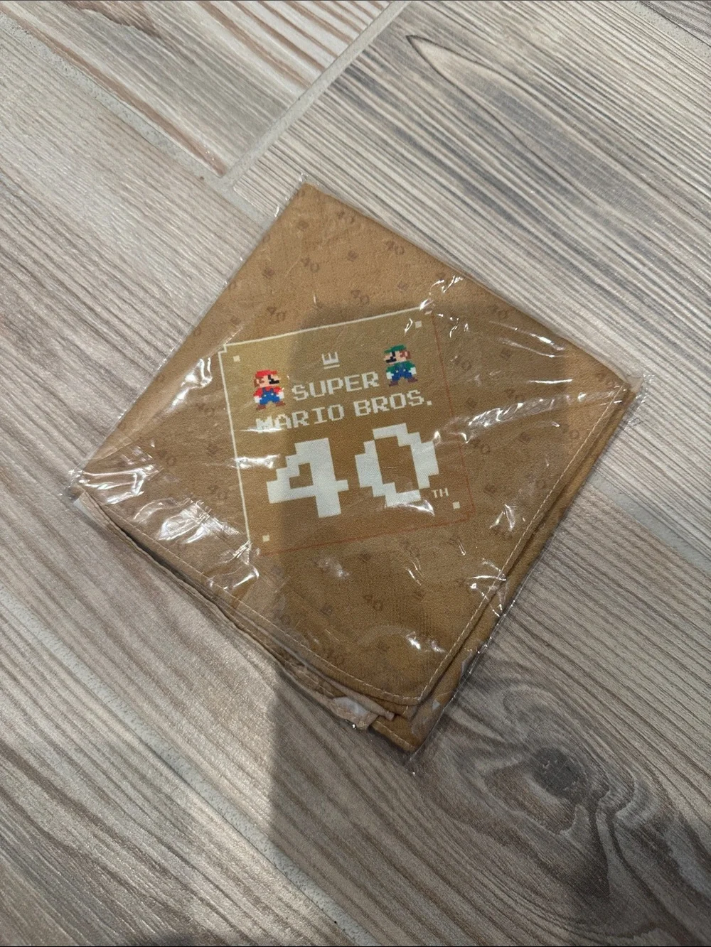 Nintendo Super Mario 40th Anniversary Beige Bandana with Red Accent